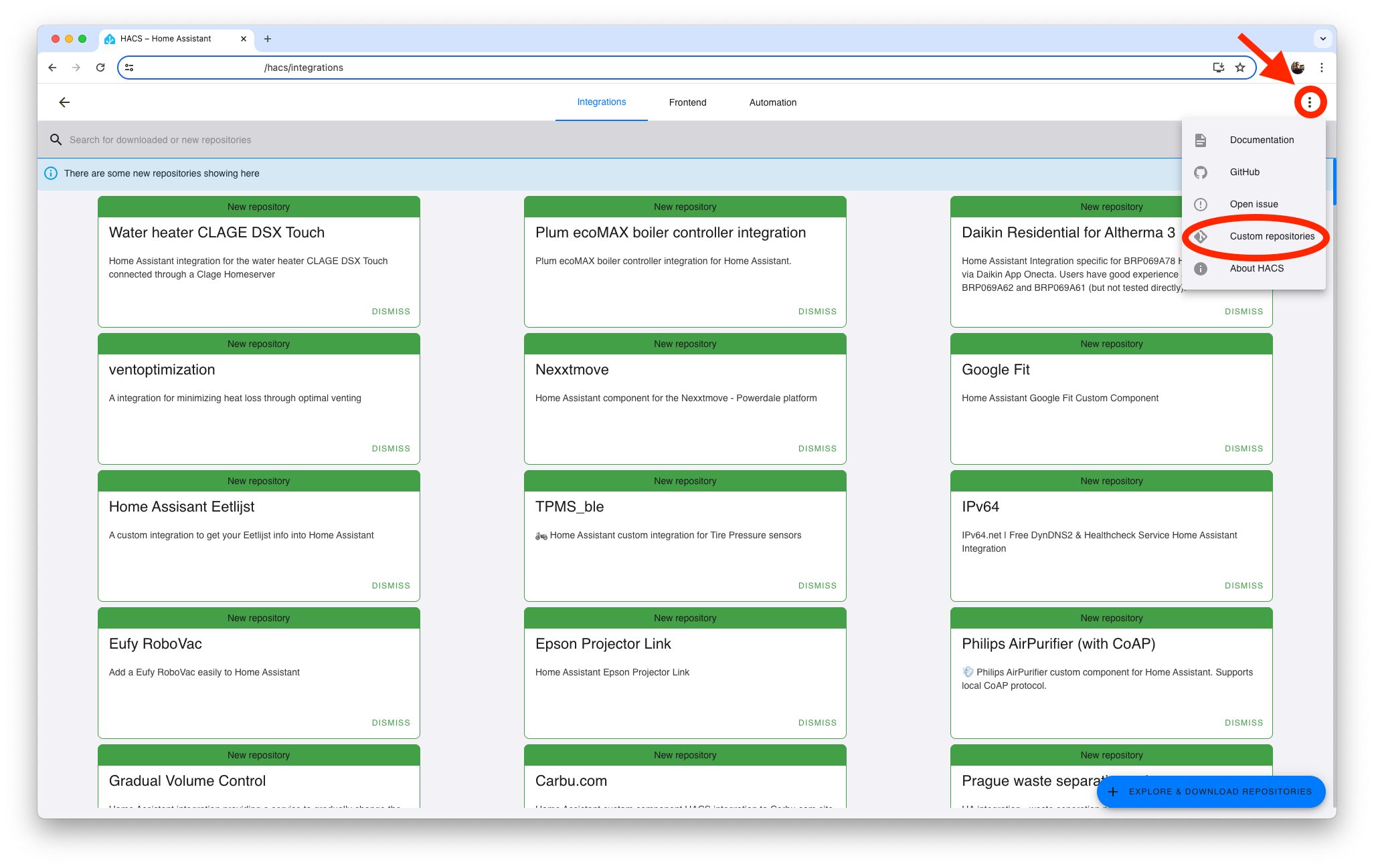 HACS Custom Repositories